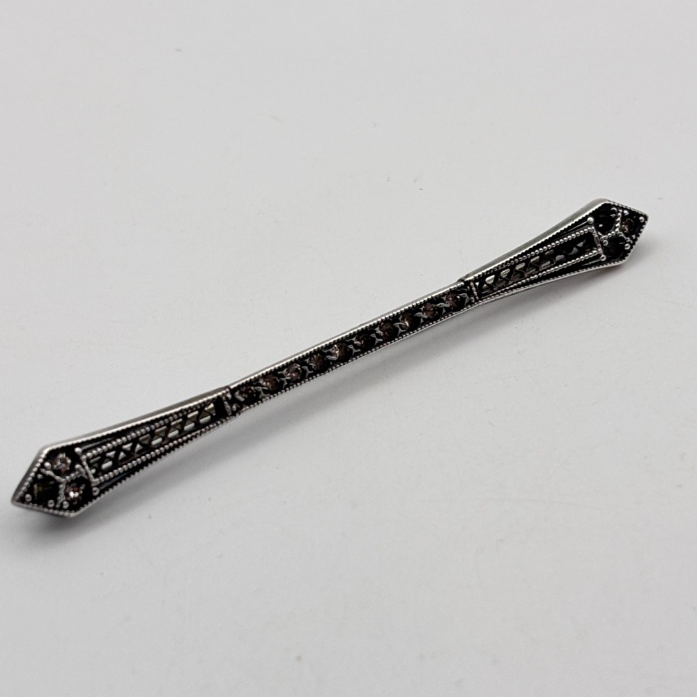 Vintage Art Deco Sterling Rhinestone Bar Pin
